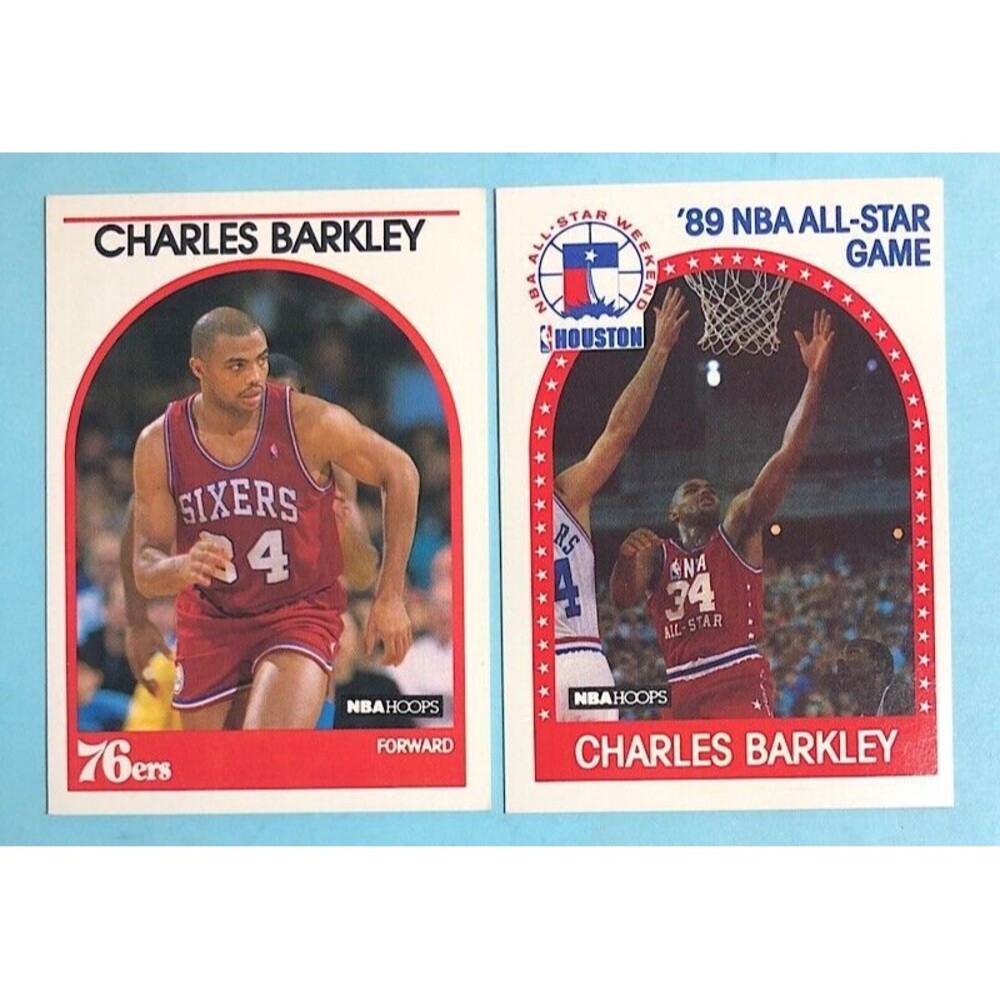 1989-90 NBA Hoops Philadelphia 76er Charles Barkley 2 Cards #110  & All-Star #96